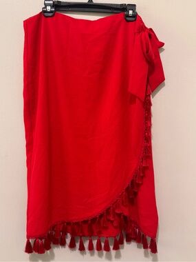 Red Tassel Wrap Skirt